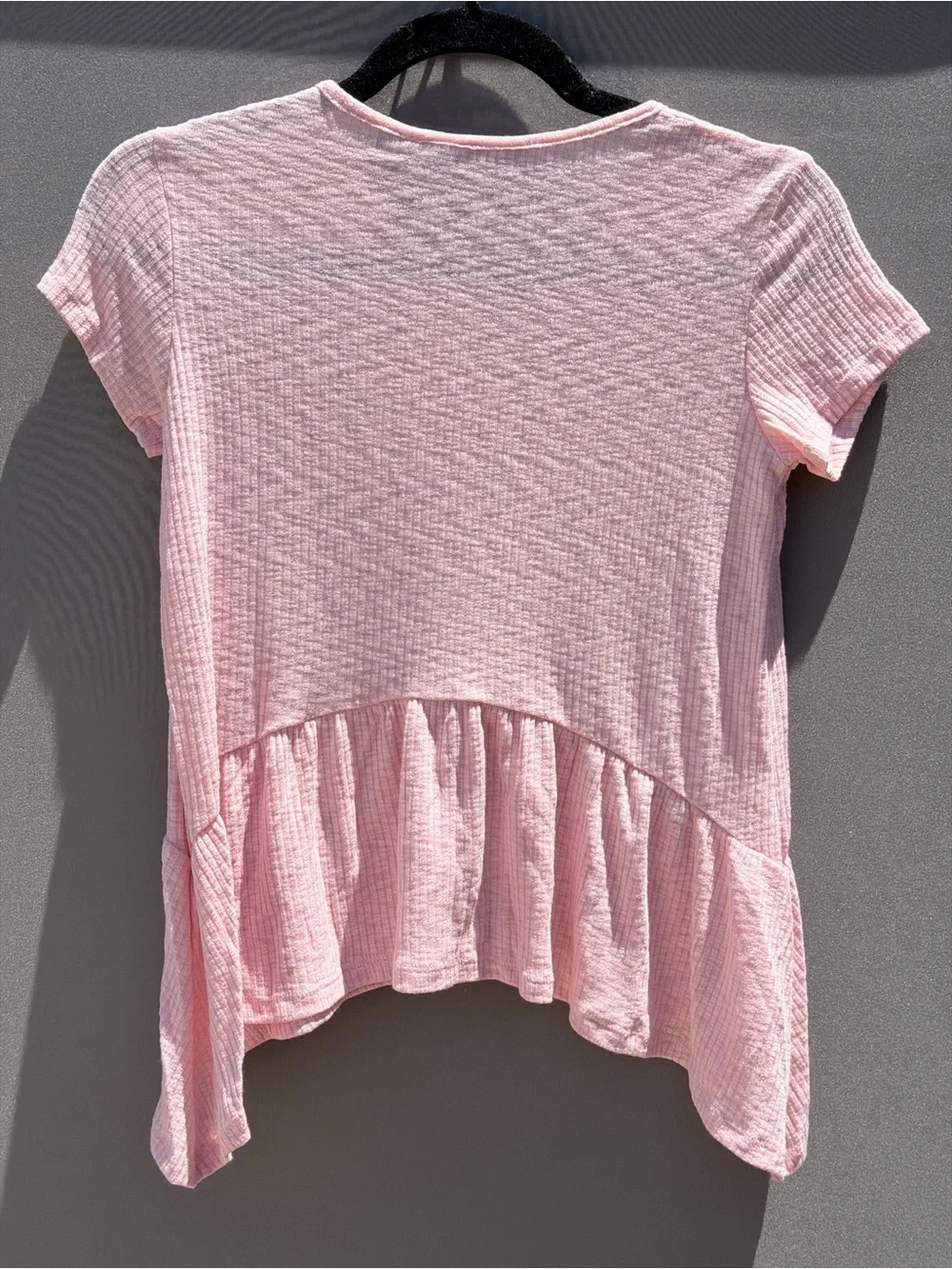 Good Luck Girl Vintage Pink Textured Peplum Top Girls Size M NWT